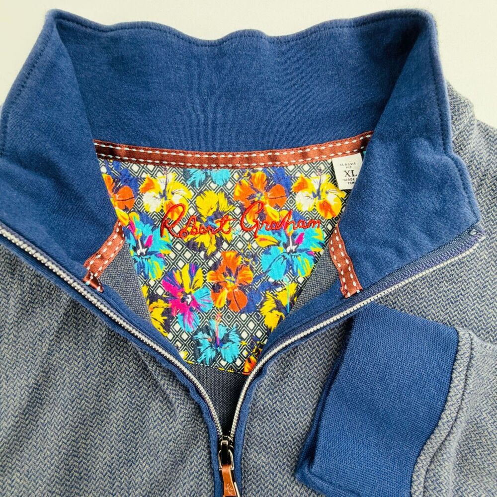 Robert Graham Blue 1/4 Zip Pullover XL